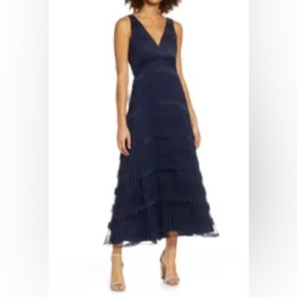 Ali & Jay Hollyhock Pleated Stripe Mesh
Midi Dress